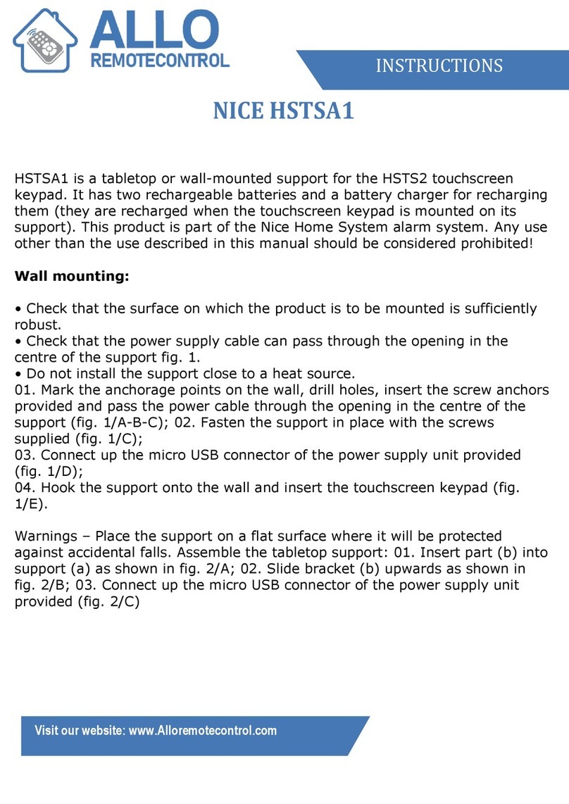 Allo RemoteControl NICE HSTSA1 instructions
