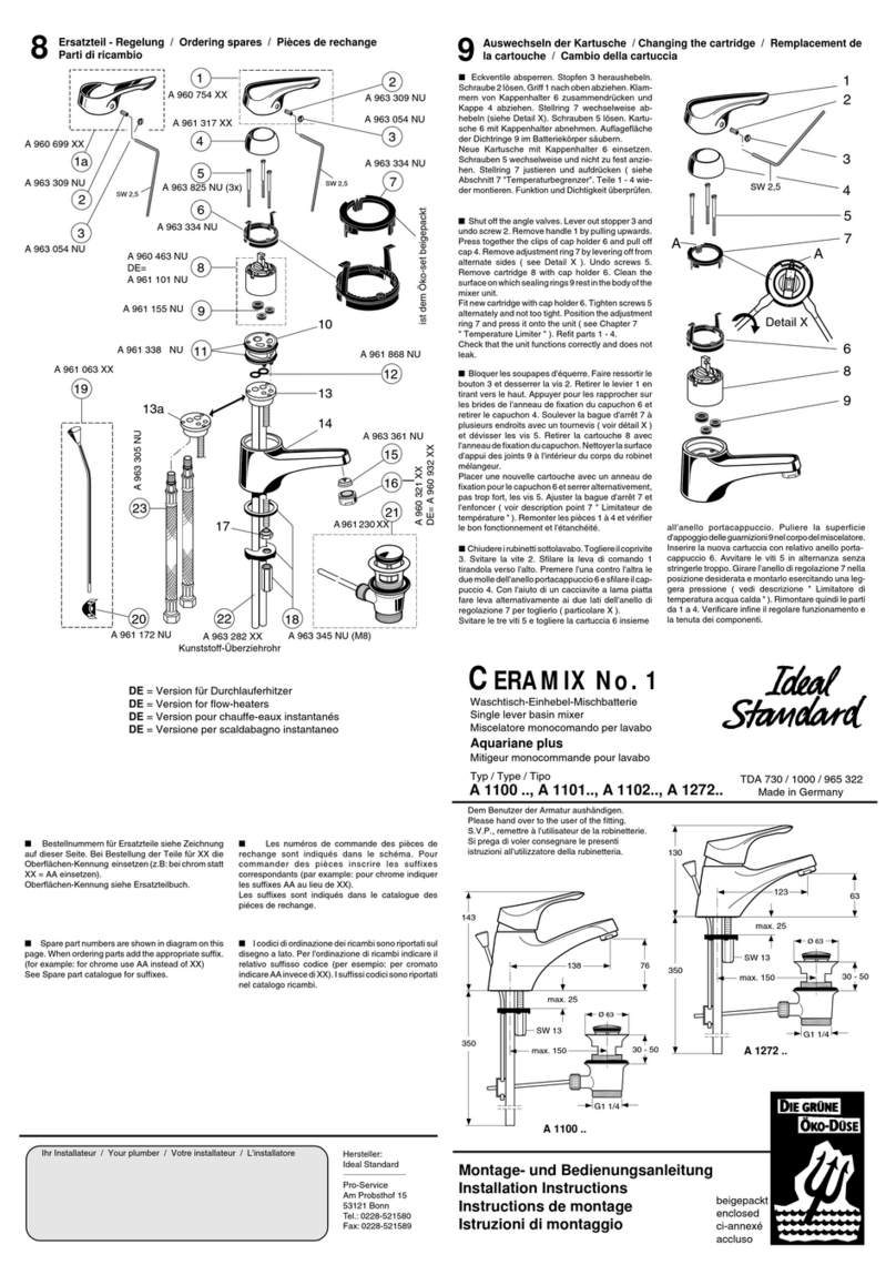 Ideal-Standard CERAMIX A 1100 Series installation instructions