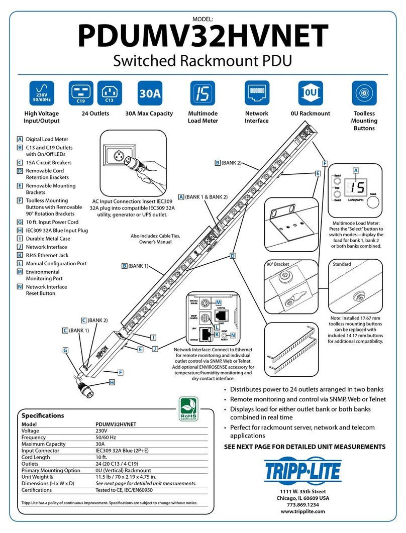 Tripp Lite PDUMV32HVNET quick start guide