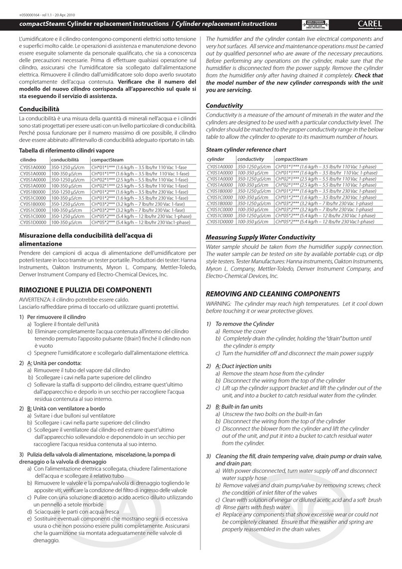 Carel compactSteam Replacement instructions