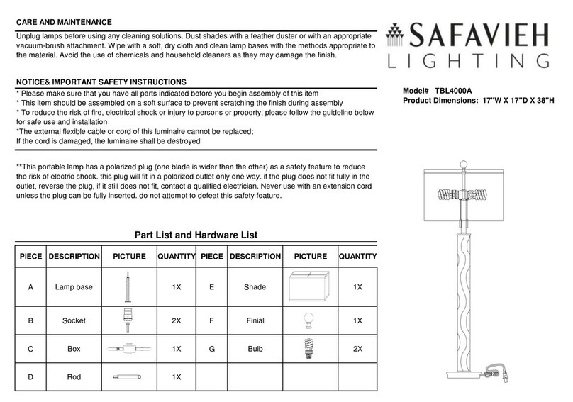Safavieh RAYNA TBL4000A quick start guide