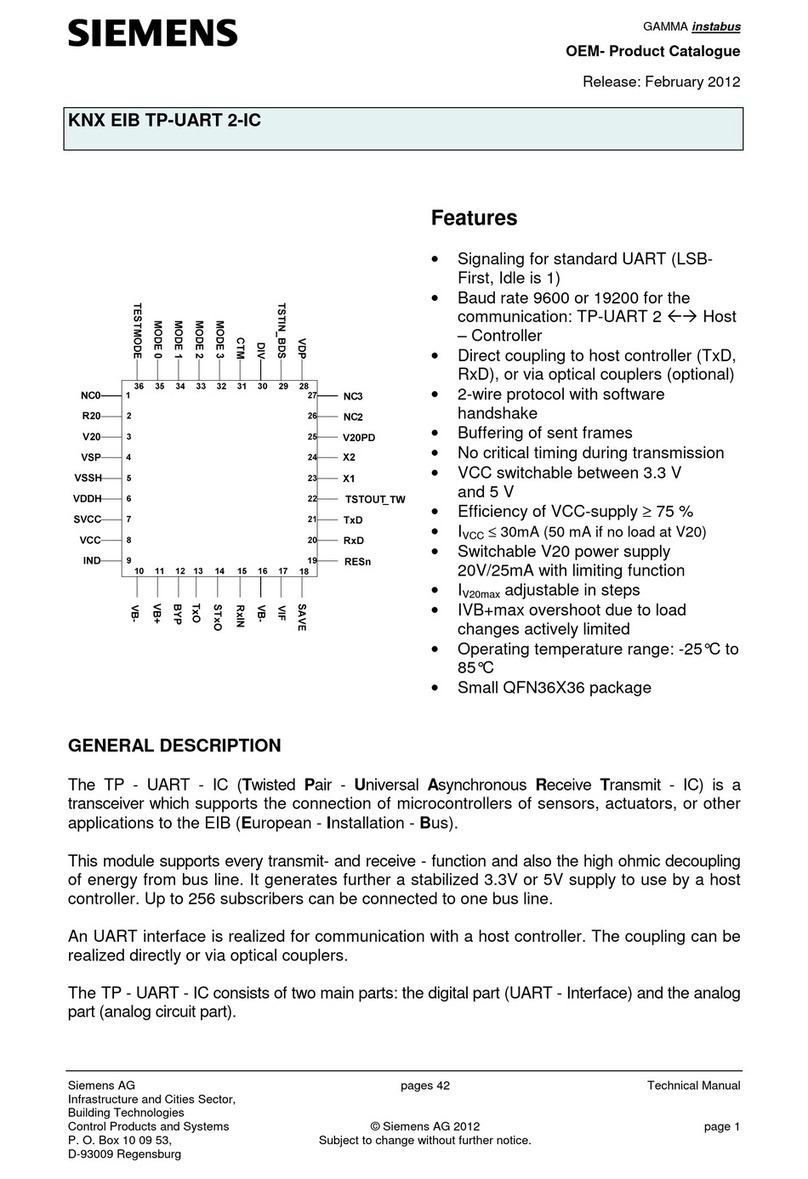 Siemens KNX EIB TP-UART 2-IC User manual Siemens KNX EIB TP-UART 2-IC User manual