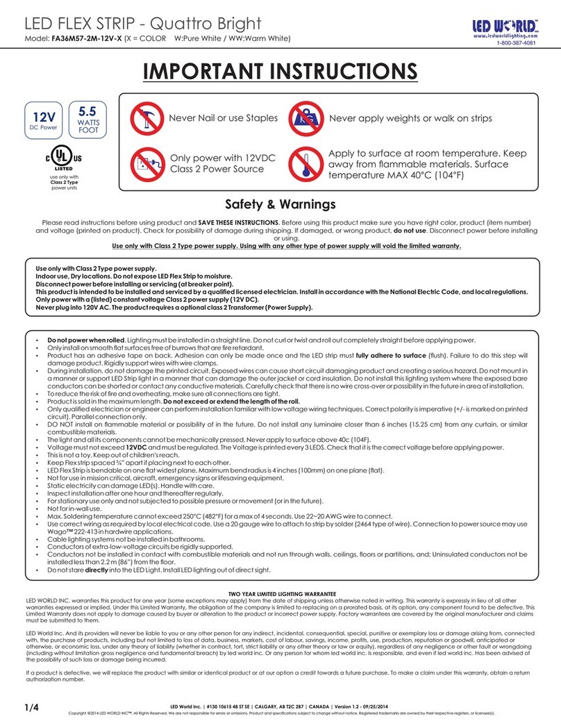 LED World FA36M57-2M-12V-X Installation instructions manual