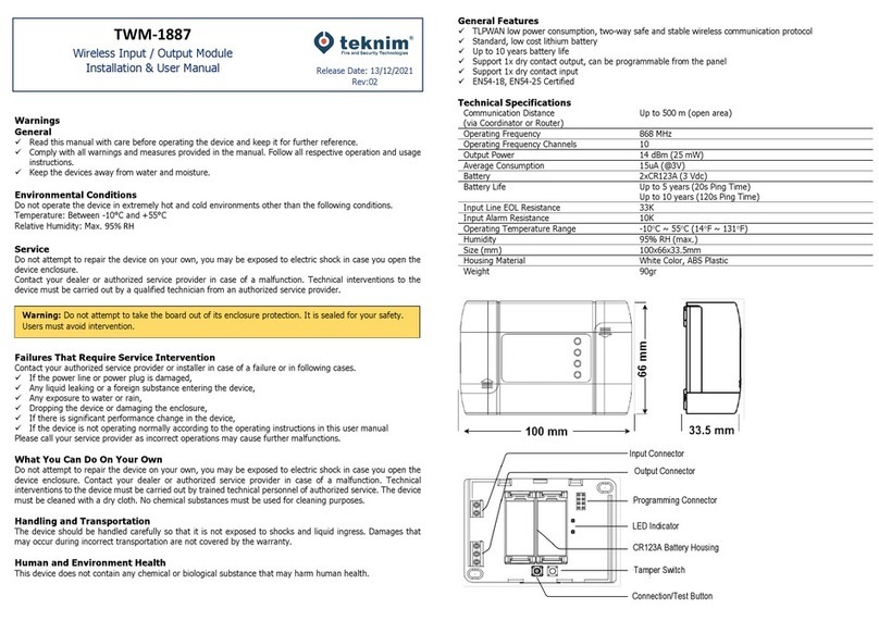 Teknim TWM-1887 Installation & user manual Teknim TWM-1887 Installation & user manual