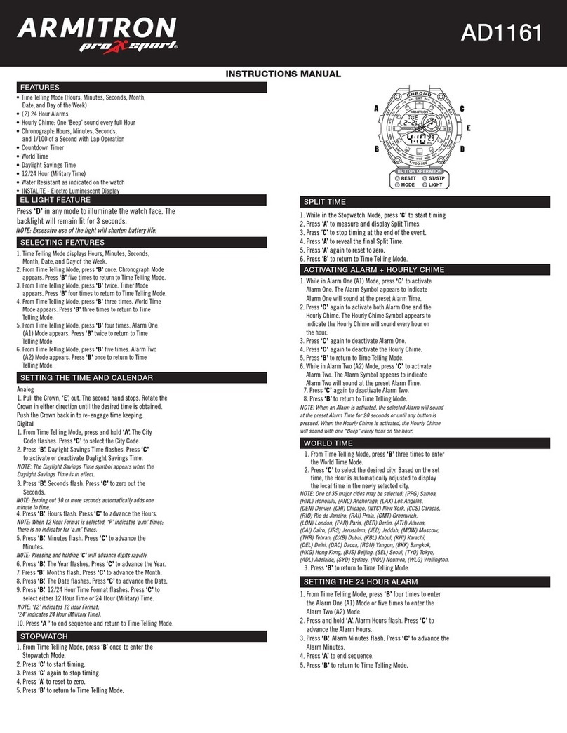 Armitron pro sport AD1161 instruction manual