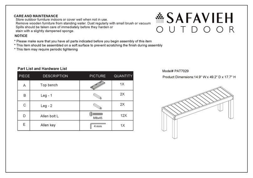 Safavieh Outdoor PAT7029 Assembly instructions Safavieh Outdoor PAT7029 Assembly instructions