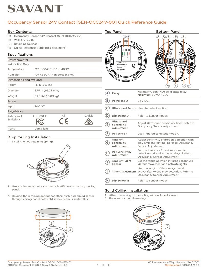Savant SEN-OCC24V Series Quick reference guide