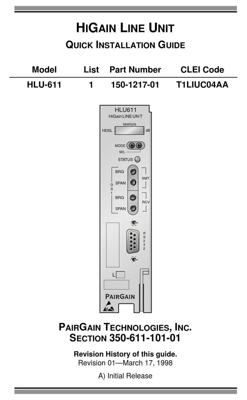 CopperOptics PairGain HiGain HLU-611 Quick installation guide