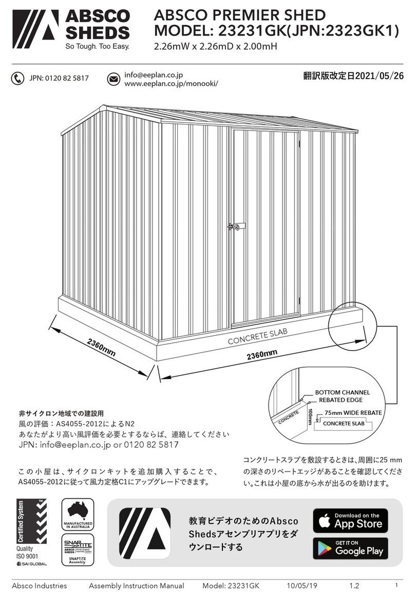 ABSCO SHEDS Premier 23231GK Assembly & instruction manual