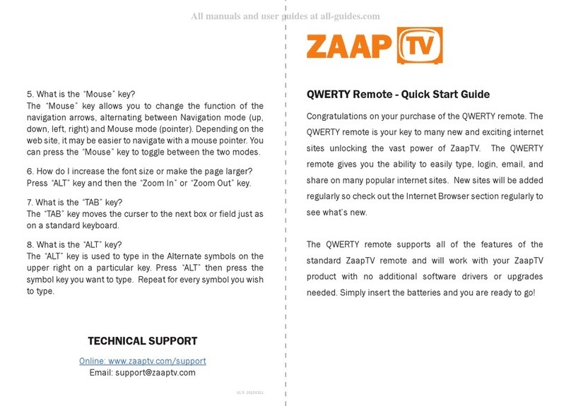 ZaapTV QWERTY Remote quick start guide