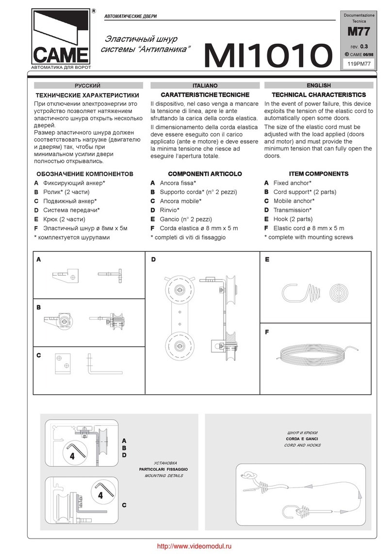 CAME MI1010 quick start guide