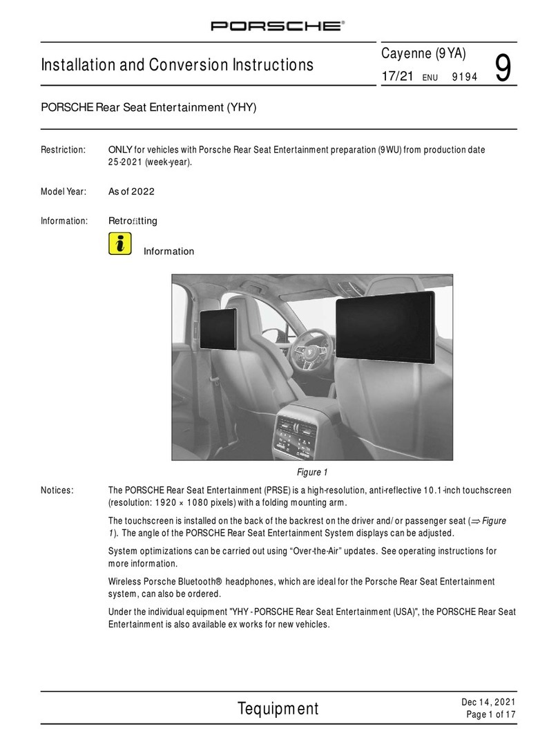 Porsche Porsche Rear Seat Entertainment Installation and conversion instructions Porsche Porsche Rear Seat Entertainment Installation and conversion instructions