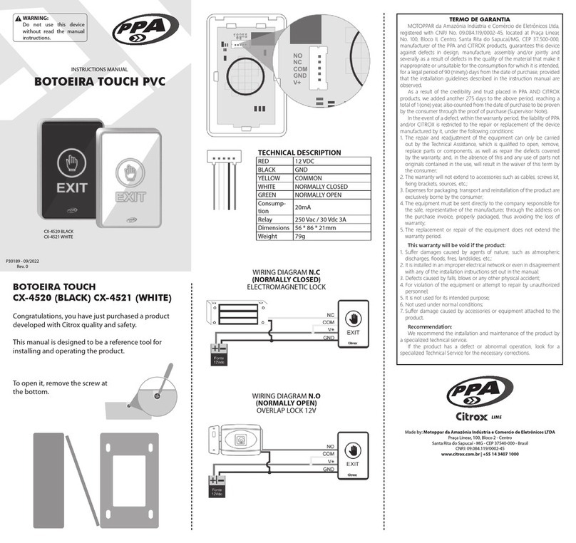 PPA BOTOEIRA TOUCH PVC instruction manual