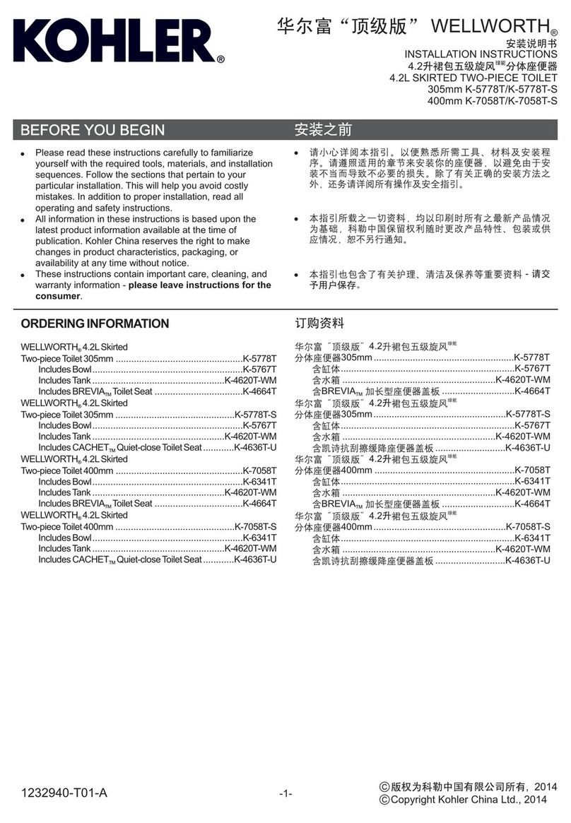 Kohler WELLWORTH K-5778T installation instructions