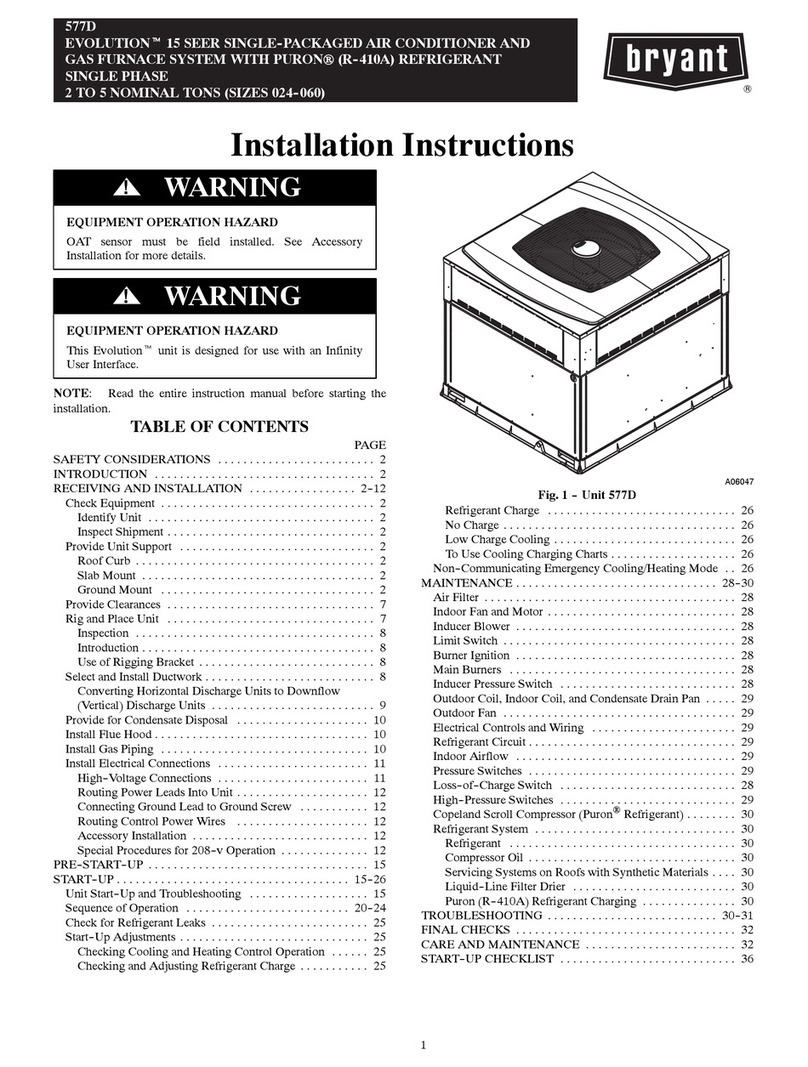Bryant EVOLUTION 577D024040 User manual