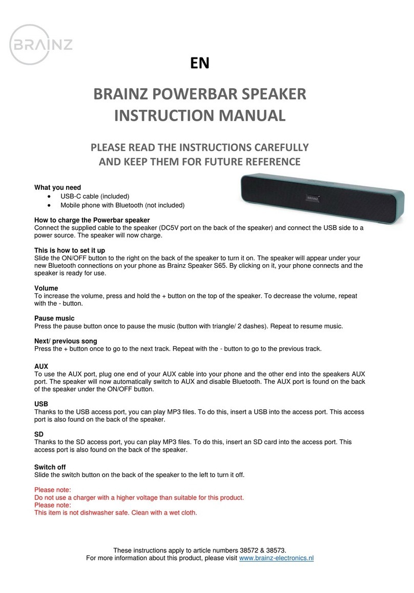 Brainz POWERBAR SPEAKER 38572 instruction manual