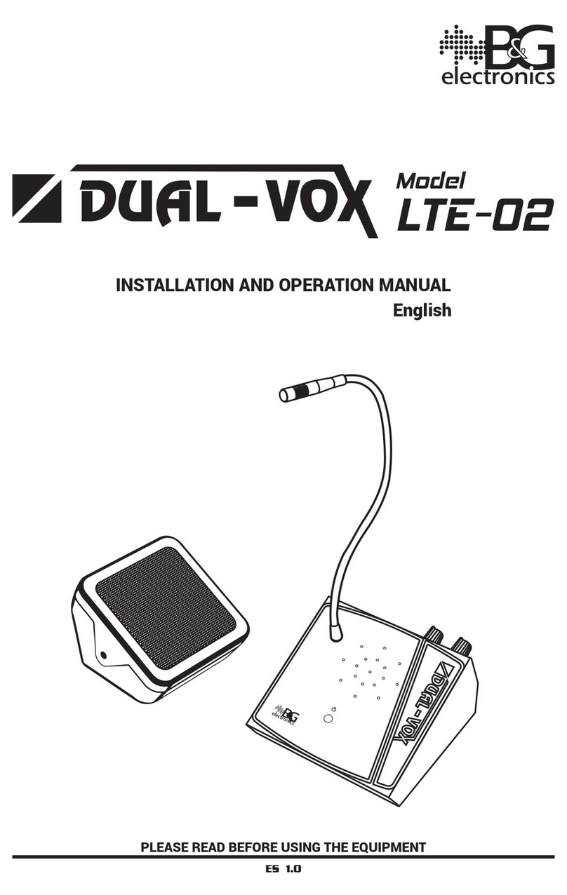 B&G electronics DUAL-VOX LTE-02 Installation and operation manual