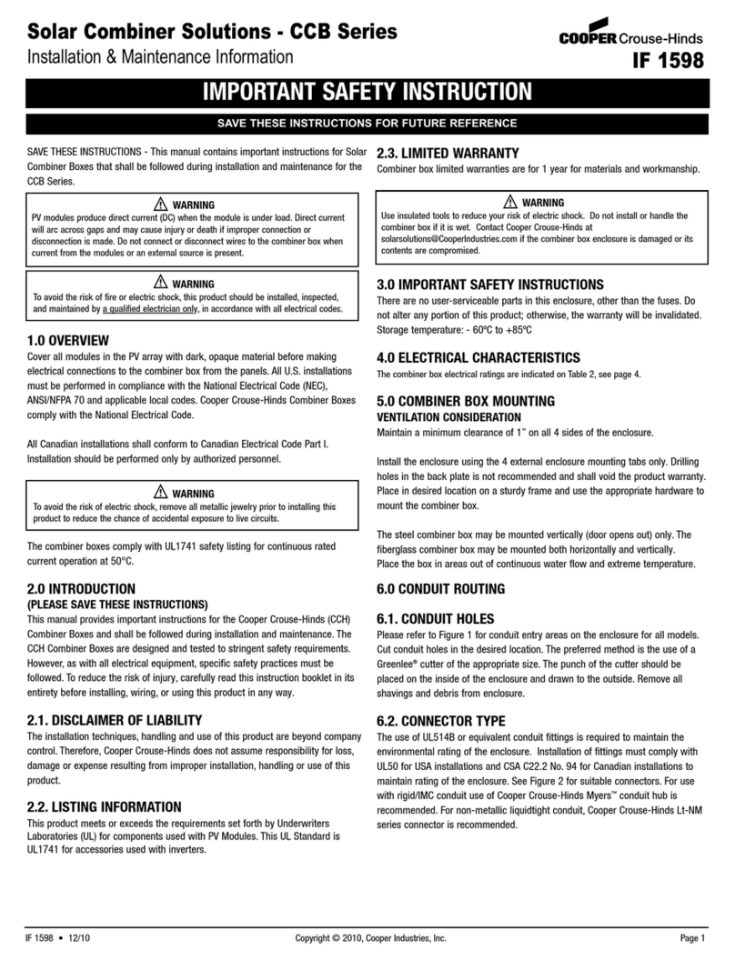 Cooper Crouse-Hinds CCB Series Installation & maintenance information