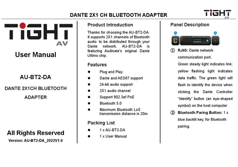 TiGHT AV DANTE AU-BT2-DA user manual