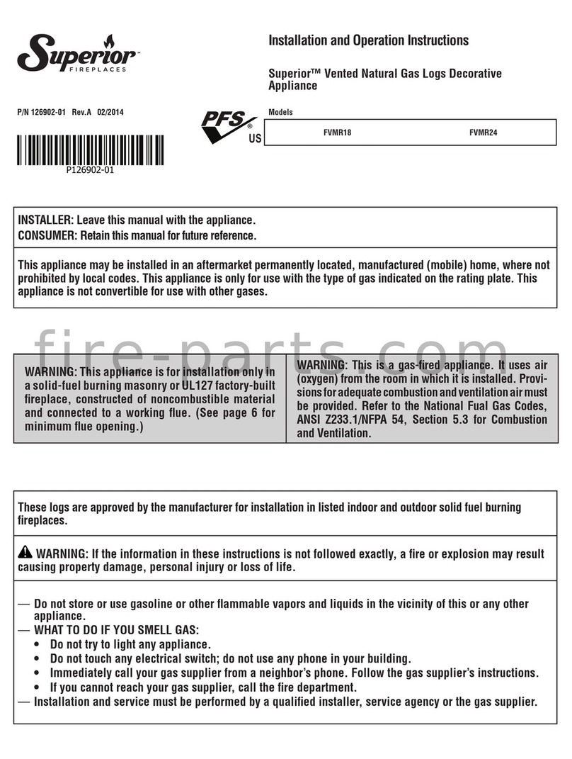 Superior Fireplaces FVMR18 Assembly, installation and operation instructions Superior Fireplaces FVMR18 Assembly, installation and operation instructions
