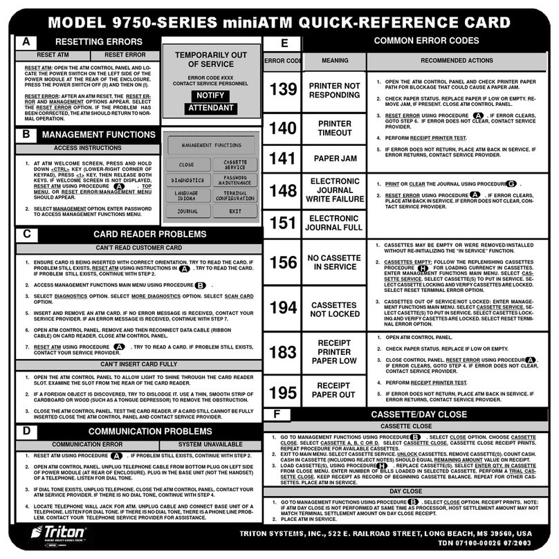 Triton 9750 Series Quick reference guide