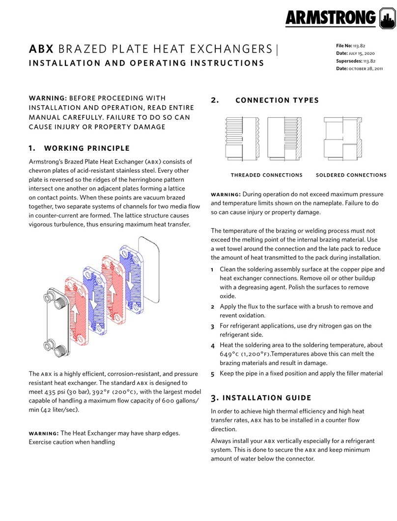 Armstrong ABX BR AZED PL ATE HEAT EXCHANGERS Installation and operating instructions Armstrong ABX BR AZED PL ATE HEAT EXCHANGERS Installation and operating instructions