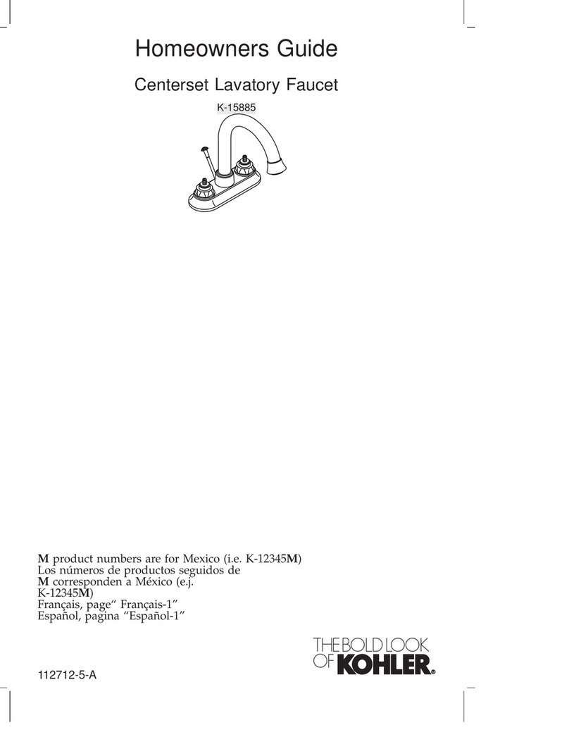 Kohler Centerset K-15885 Assembly instructions Kohler Centerset K-15885 Assembly instructions