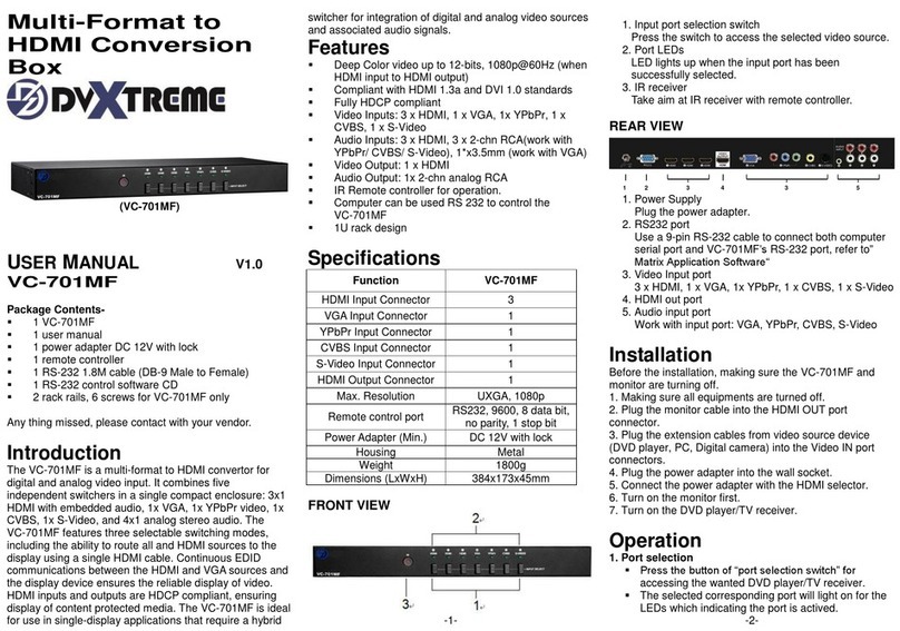 DVTECH Solution DVXTREME VC-701MF user manual