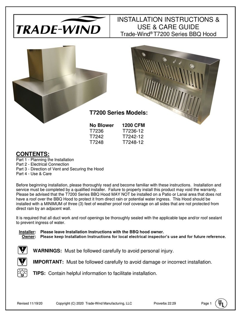 Trade-wind T7200 Series Installation instructions & use & care guide