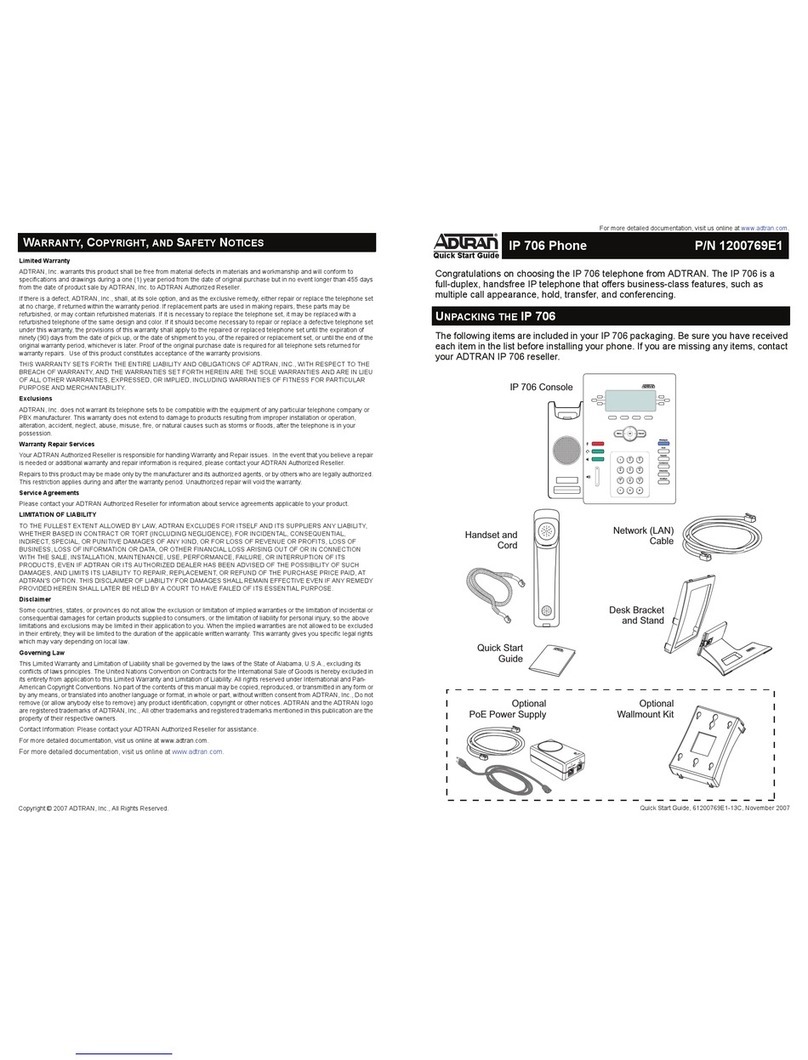 ADTRAN IP 706 quick start guide