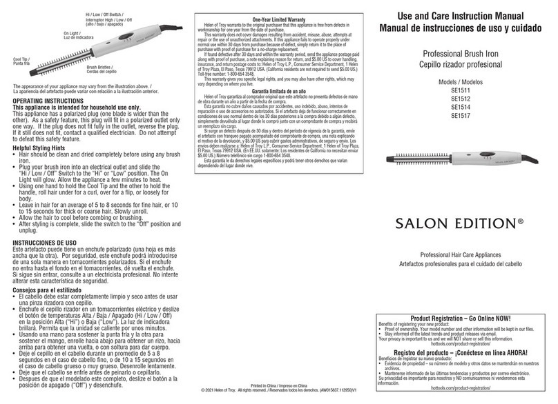 Salon Edition SE1511 Use and Care Instruction Manual