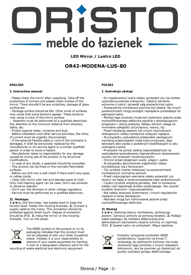 ORISTO OR42-MODENA-LUS-80 instruction manual