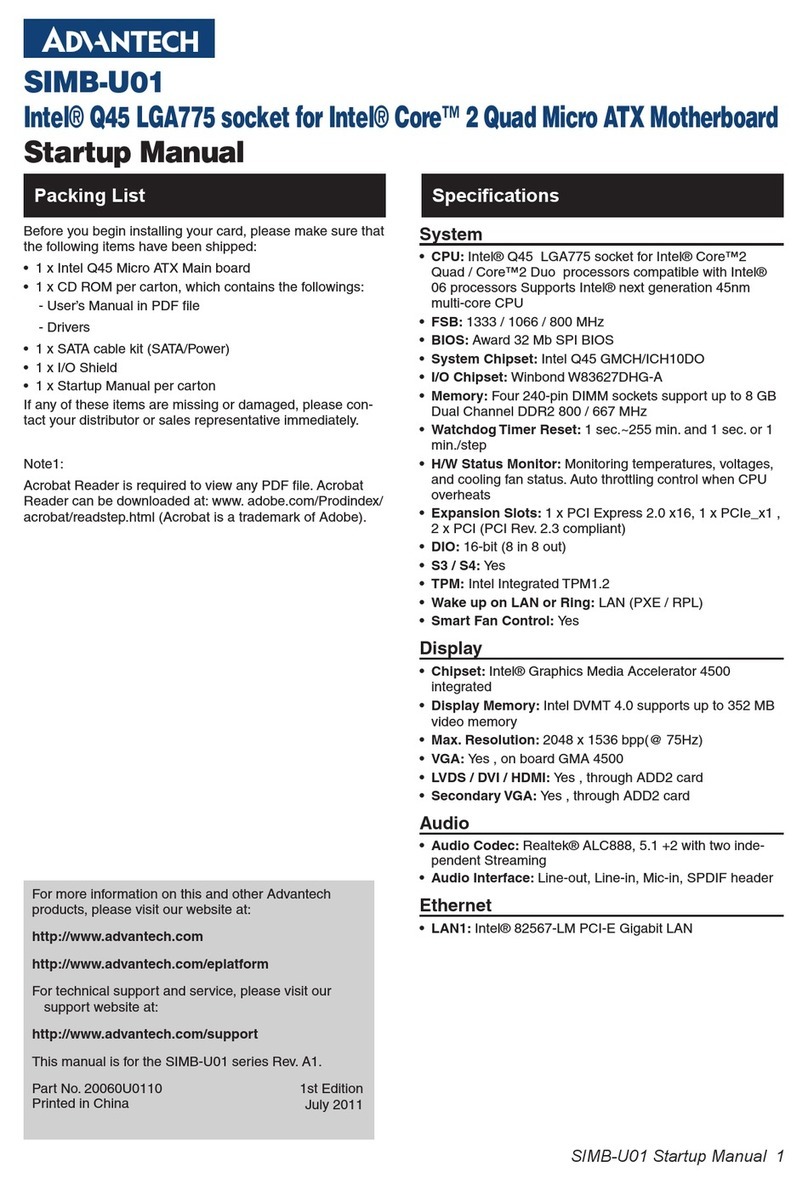 Advantech SIMB-U01 Installation and operation manual
