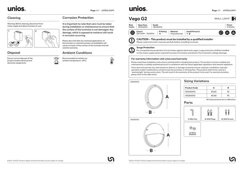 unios Vega G2 quick start guide