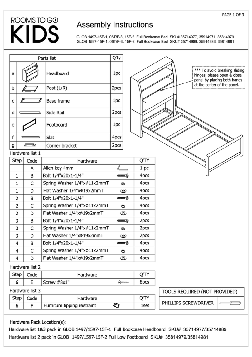 ROOMS TO GO KIDS GLOB 1497-15F-1 Assembly instructions ROOMS TO GO KIDS GLOB 1497-15F-1 Assembly instructions