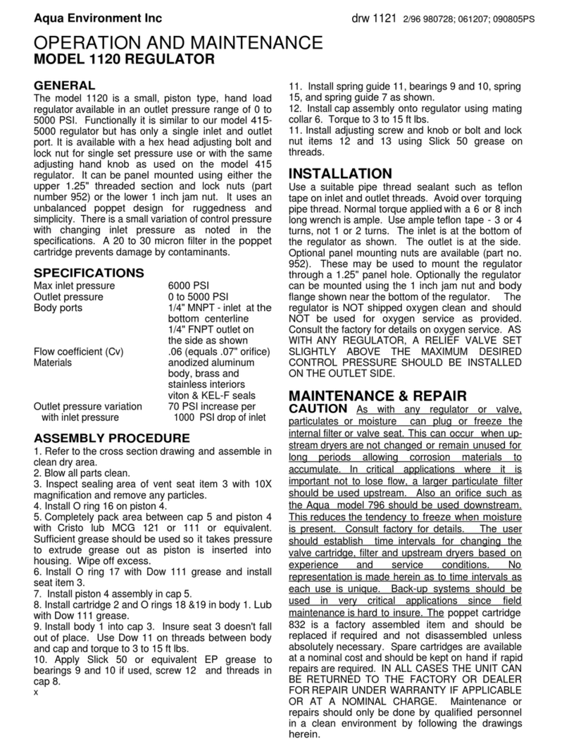 Aqua Environment Inc 1120 Operation and maintenance manual Aqua Environment Inc 1120 Operation and maintenance manual