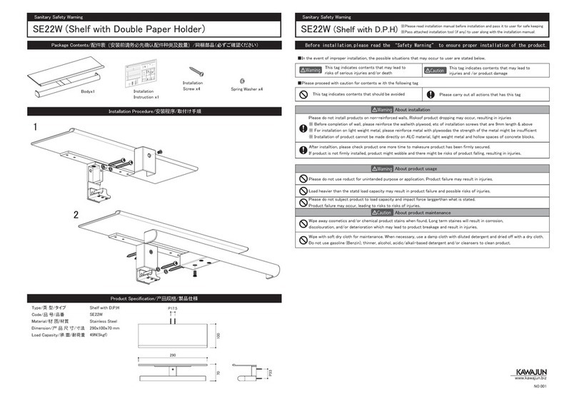 KAWAJUN SE22W installation manual
