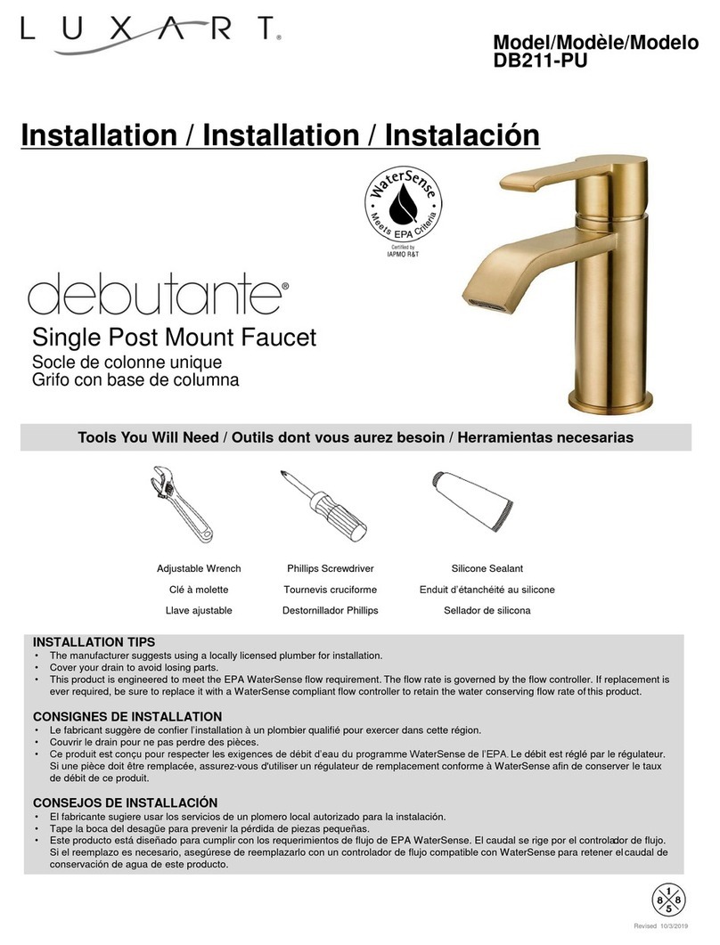 Luxart Debutante DB211-PU Installation Luxart Debutante DB211-PU Installation