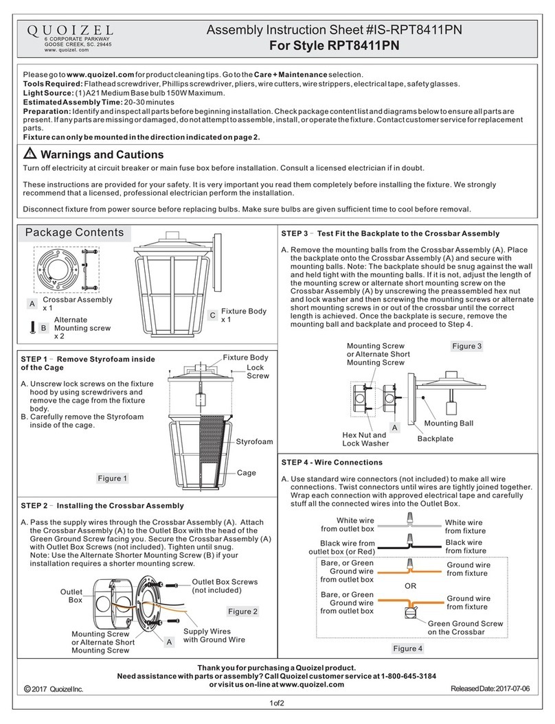 Quoizel RPT8411PN Assembly instruction