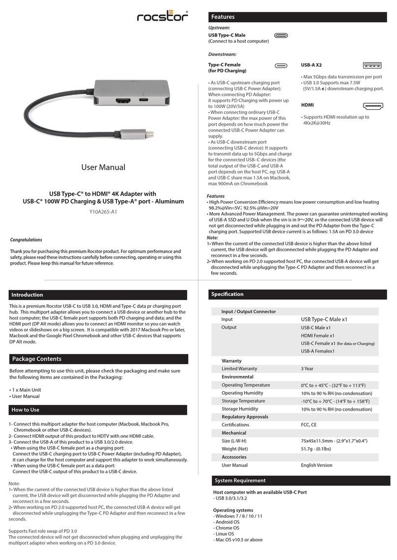 Rocstor Y10A265-A1 User manual
