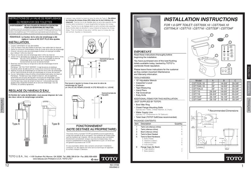 Toto CST703X.10 installation instructions