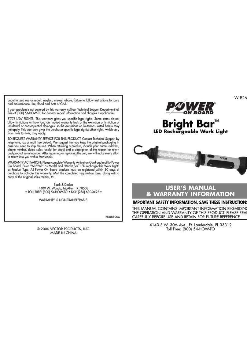 POWER ON BOARD Bright Bar WLB26 User's manual & warranty information