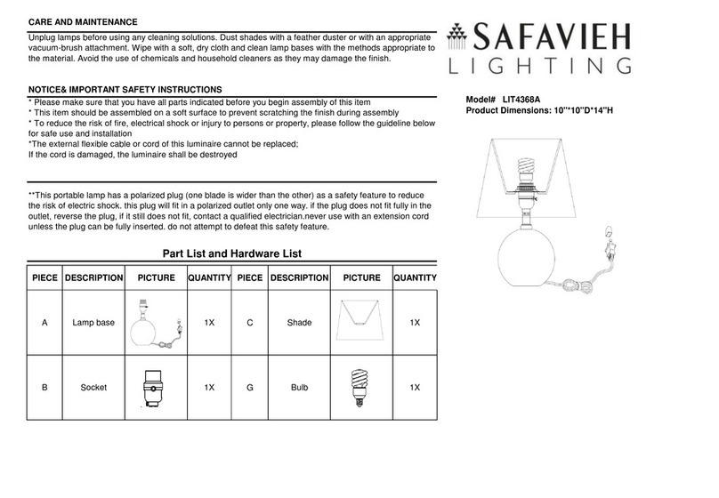 Safavieh LIT4368A quick start guide Safavieh LIT4368A quick start guide
