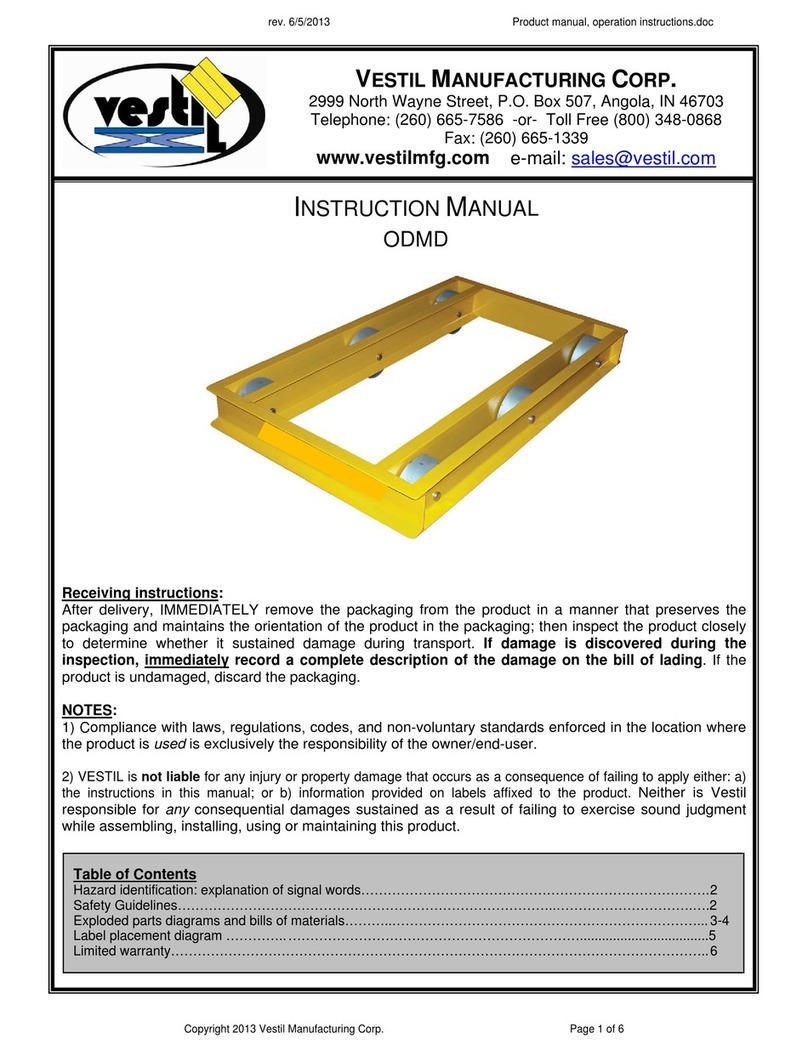 Vestil ODMD-2436-10 instruction manual