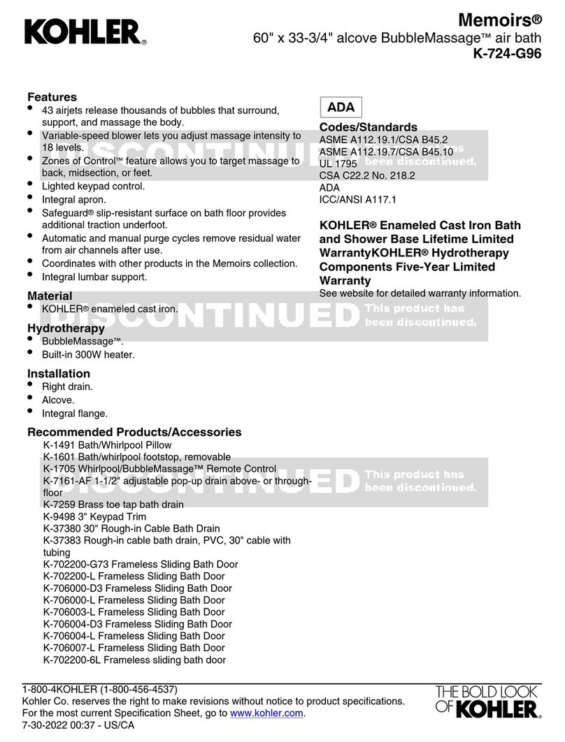 Kohler Memoirs K-724-G96 User manual Kohler Memoirs K-724-G96 User manual