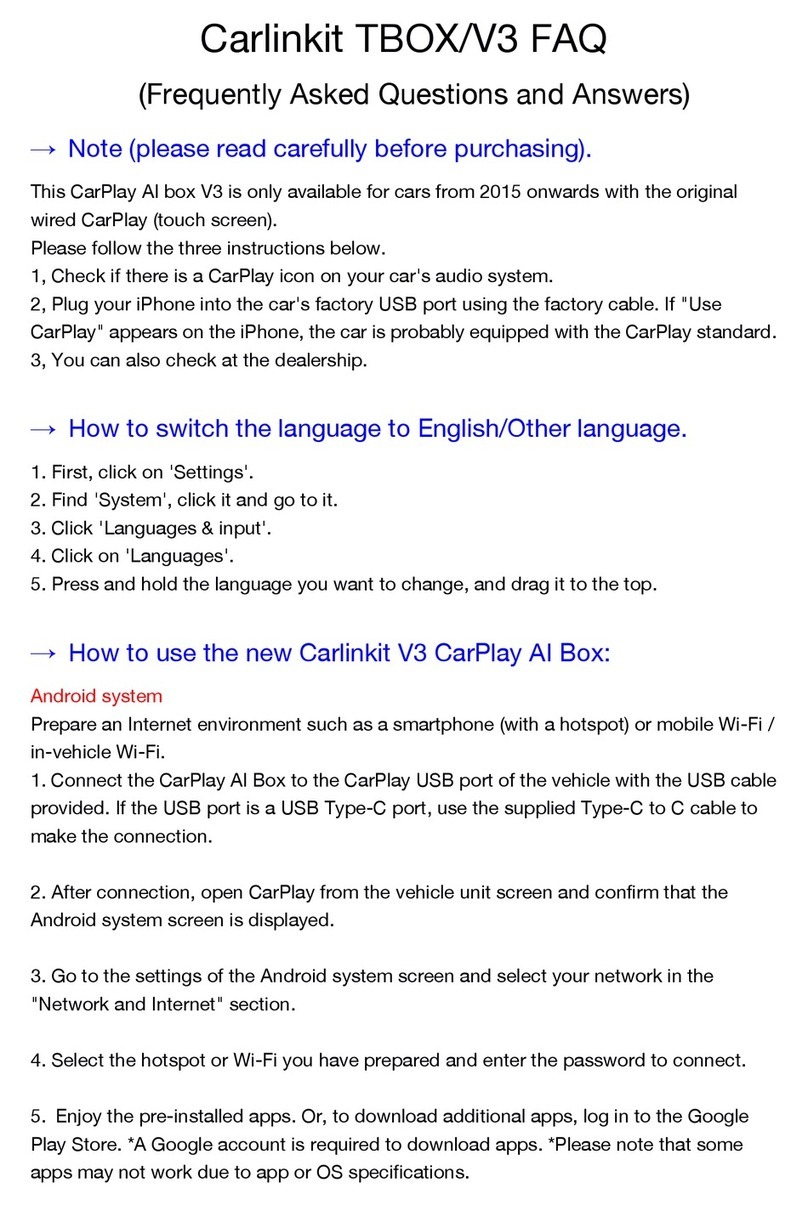 Carlinkit TBOX/V3 Faq
