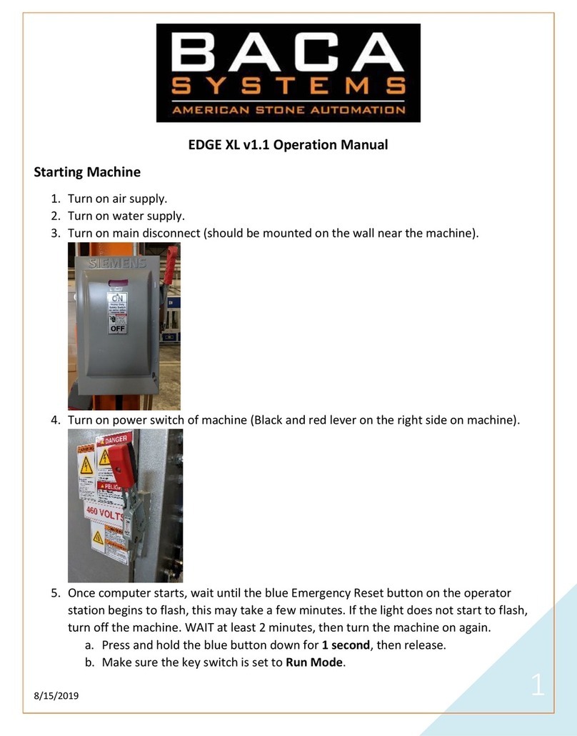 BACA SYSTEMS EDGE XL Operation manual