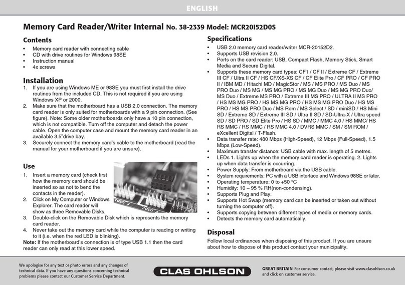 Clas Ohlson MCR20I52D0S quick start guide