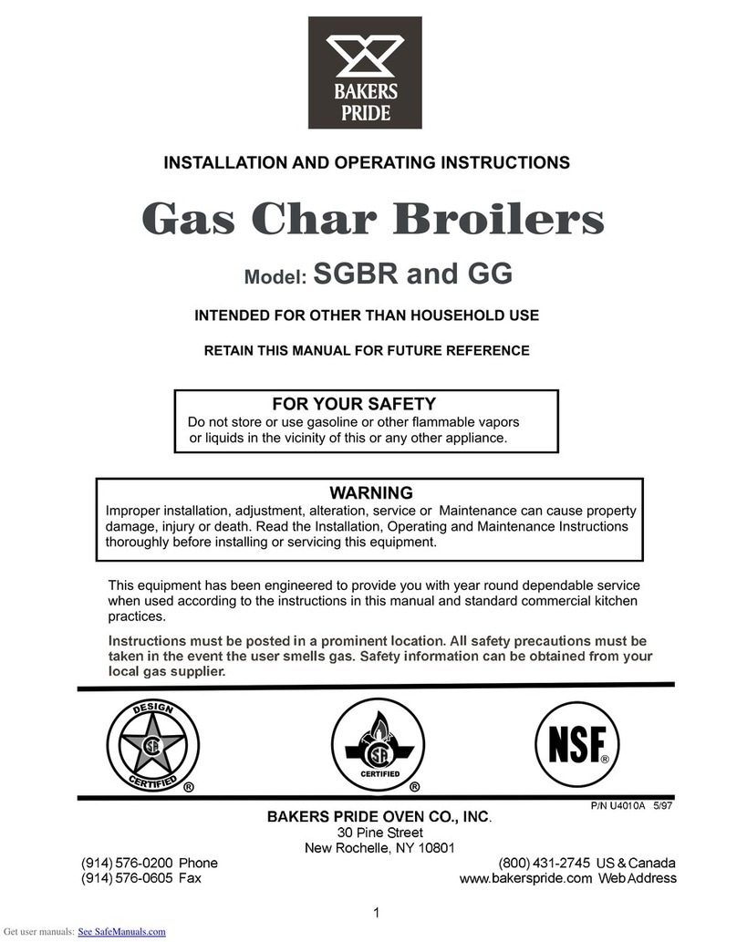 Bakers Pride SGBR Installation and operating instructions