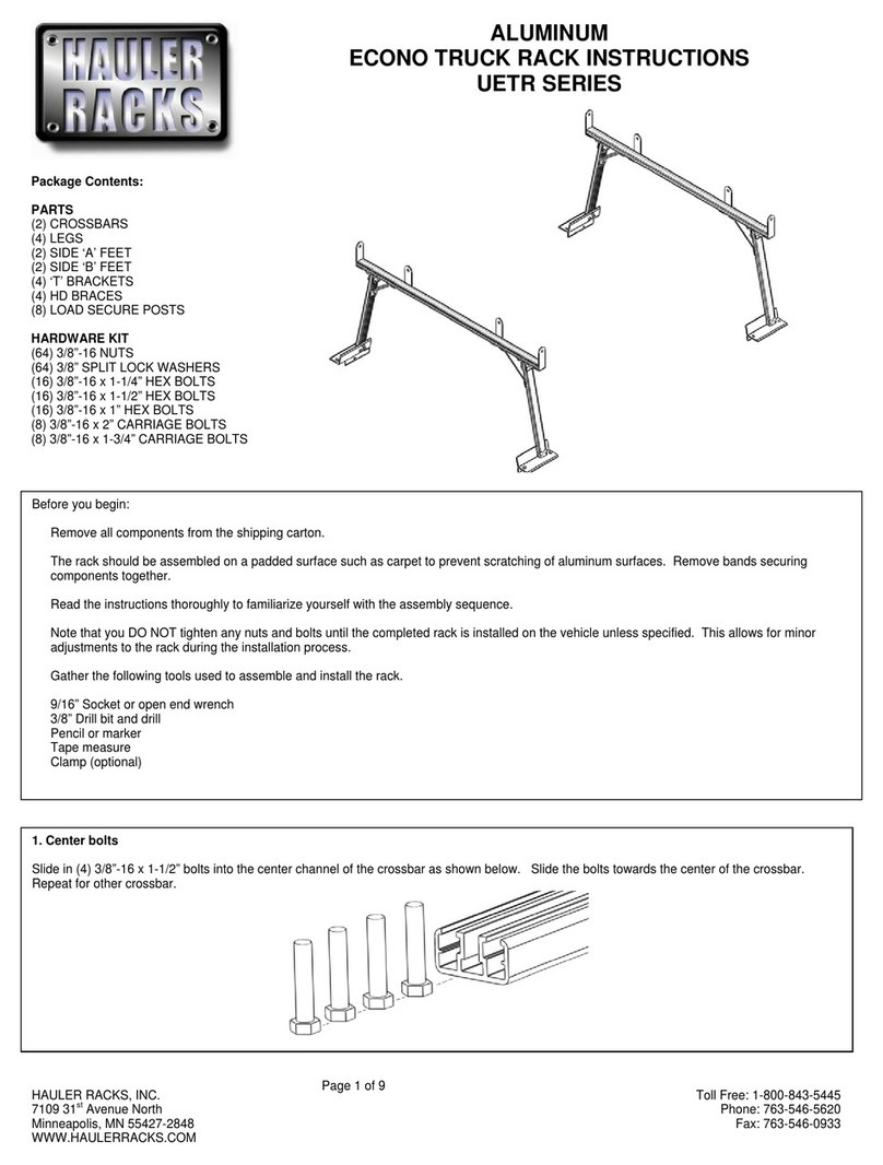 Hauler Racks ECONO TRUCK UETR Series instructions Hauler Racks ECONO TRUCK UETR Series instructions
